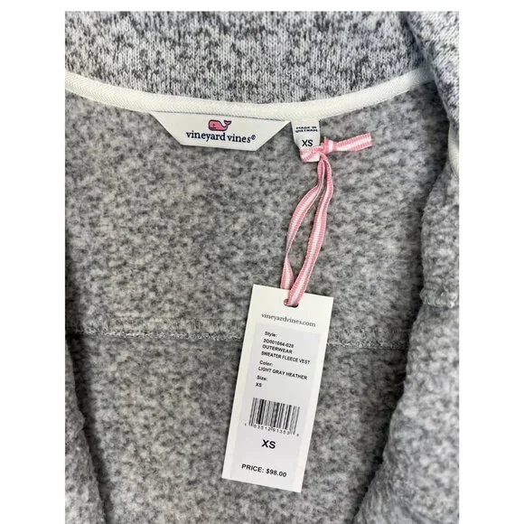 Vineyard Vines Sweater Fleece Zip-Up Vest in Heather Grey Size XS - Picture 6 of 7